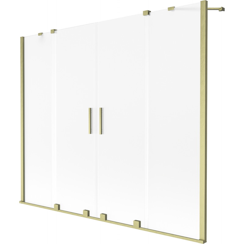 Mexen Velar Duo Badewannenabtrennung 2-flügelig verschiebbar 190 x 150 cm, matt, gebürstet gold - 896-190-000-32-55
