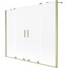 Mexen Velar Duo Badewannenabtrennung 2-flügelig verschiebbar 190 x 150 cm, matt, gebürstet gold - 896-190-000-32-55