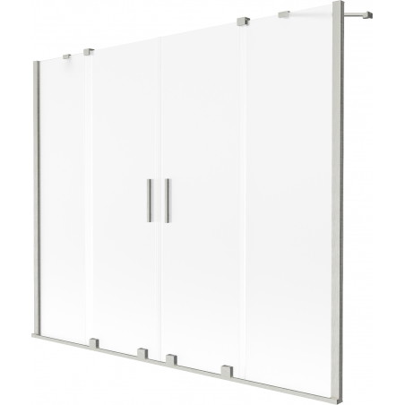 Mexen Velar Duo Badewannenfaltwand 2-flügelig verschiebbar 190 x 150 cm, Eis, gebürstetes Nickel - 896-190-000-32-97