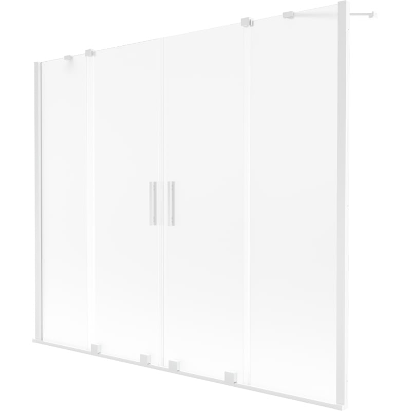 Mexen Velar Duo Badewannenabtrennung, 2-flügelig, verschiebbar 200 x 150 cm, Milchglas, weiß - 896-200-000-32-20