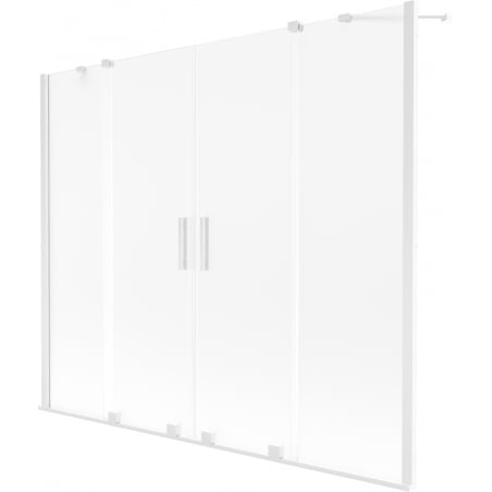 Mexen Velar Duo Badewannenabtrennung, 2-flügelig, verschiebbar 200 x 150 cm, Milchglas, weiß - 896-200-000-32-20