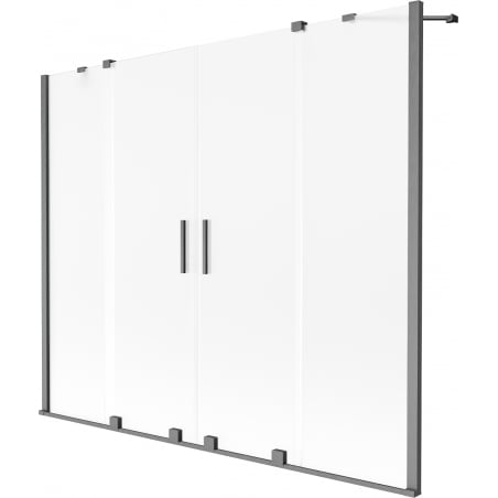 Mexen Velar Duo Badewannenfaltwand, 2-teilig, 200 x 150 cm, Matt, Gun Gray gebürstet - 896-200-000-32-66