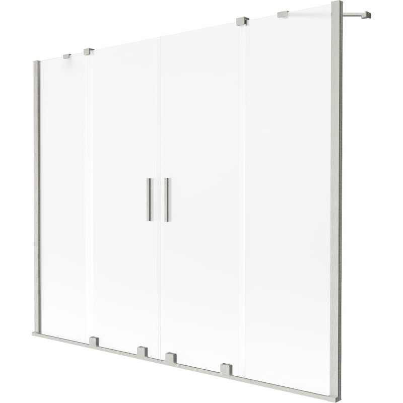 Mexen Velar Duo Badewannenabtrennung 2-flügelig verschiebbar 200 x 150 cm, mattiert, gebürstetes Nickel - 896-200-000-32-97