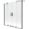 Mexen Velar Duo Badewannenfaltwand 2-flügelig zum Schieben 150 x 150 cm, transparent, Gun Metal - 896-150-000-02-95
