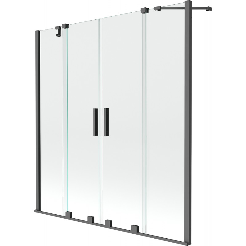Mexen Velar Duo-Duschwand, 2-flügelig, verschiebbar, 160 x 150 cm, transparent, Gunmetal - 896-160-000-02-95