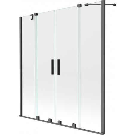 Mexen Velar Duo-Duschwand, 2-flügelig, verschiebbar, 160 x 150 cm, transparent, Gunmetal - 896-160-000-02-95