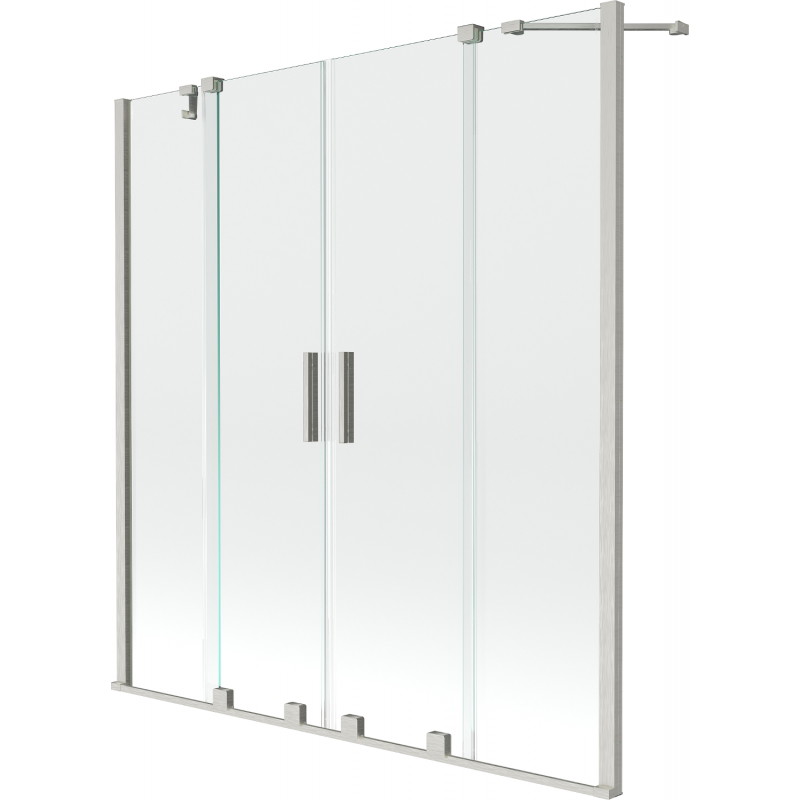 Mexen Velar Duo Duschwand 2-flügelig, verschiebbar 160 x 150 cm, transparent, gebürsteter Nickel - 896-160-000-02-97