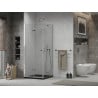 Mexen Lima faltbare Duschkabine 80 x 80 cm, transparent, Chrom + Duschwanne Flat, schwarz - 856-080-080-01-00-4070