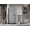 Mexen Lima faltbare Duschkabine 80 x 80 cm, transparent, Chrom + Duschwanne Flat, schwarz - 856-080-080-01-00-4070