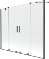 Mexen Velar Duo Badewannenabtrennung 2-flügelig verschiebbar 200 x 150 cm, transparent, Gun Metal - 896-200-000-02-95