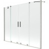 Mexen Velar Duo Duschwand, 2-flügelig, verschiebbar, 200 x 150 cm, transparent, gebürstetes Nickel - 896-200-000-02-97