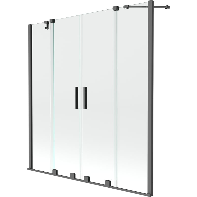 Mexen Velar Duo zweitürige, verschiebbare Badewannenwand 140 x 150 cm, transparent, Gun Metal - 896-140-000-02-95