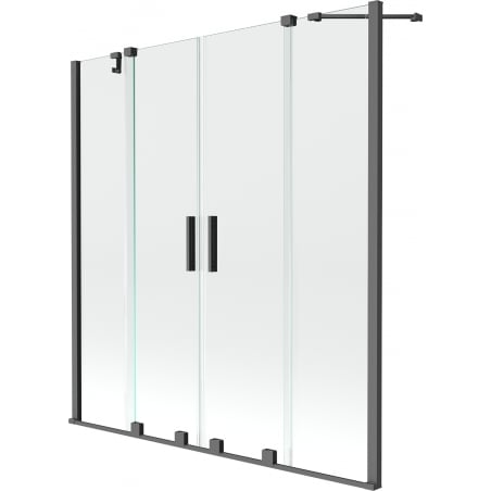 Mexen Velar Duo zweitürige, verschiebbare Badewannenwand 140 x 150 cm, transparent, Gun Metal - 896-140-000-02-95