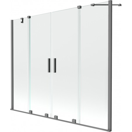 Mexen Velar Duo-Duschwand, 2-flügelig, verschiebbar, 170 x 150 cm, transparent, Gun Metal - 896-170-000-02-95