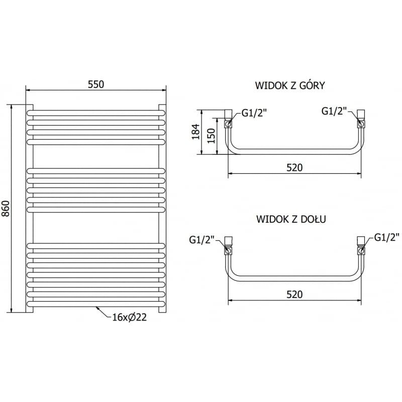 Mexen Apollo Badezimmerheizkörper 860 x 550 mm, 481 W, weiß - W117-0860-550-00-20