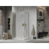 Mexen Lima faltbare Duschkabine 70 x 90 cm, transparent, gold + Flat Duschwanne - 856-070-090-50-00-4010