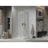 Mexen Lima Faltbare Duschkabine 80 x 100 cm, transparent, gold + Flat Duschwanne - 856-080-100-50-00-4010