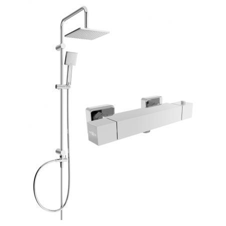 Mexen Cube Tord Aufputz-Duschset mit Kopfbrause und thermostatischer Duscharmatur, Chrom - 77200200-00