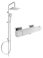 Mexen Cube Tord Aufputz-Duschset mit Kopfbrause und thermostatischer Duscharmatur, Chrom - 77200200-00