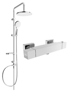Mexen Cube Erik Aufputz-Duschset mit Regenduschkopf und thermostatischer Duscharmatur, Chrom - 77200205-00