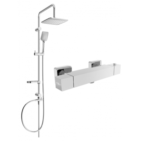 Mexen Cube Sven Aufputz-Duschset mit Regenduschkopf und thermostatischer Duscharmatur, Chrom - 77200262-00