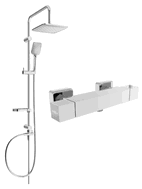 Mexen Cube Sven Aufputz-Duschset mit Regenduschkopf und thermostatischer Duscharmatur, Chrom - 77200262-00