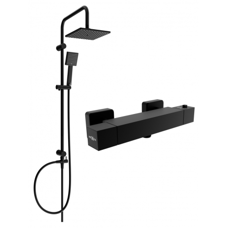 Mexen Cube Tord, Außen-Duschset mit Duschkopf und Thermostat-Duscharmatur, schwarz - 77200200-70