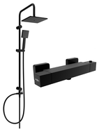Mexen Tord Aufputz-Duschset mit Regendusche und Thermostat-Duscharmatur Cube, schwarz - 77200200-70