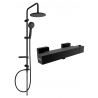 Mexen Cube Carl Aufputz-Duschset mit Regendusche und Thermostat-Duscharmatur, schwarz - 77200240-70