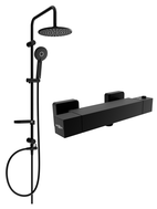 Mexen Cube Carl Aufputz-Duschset mit Regendusche und Thermostat-Duscharmatur, schwarz - 77200240-70