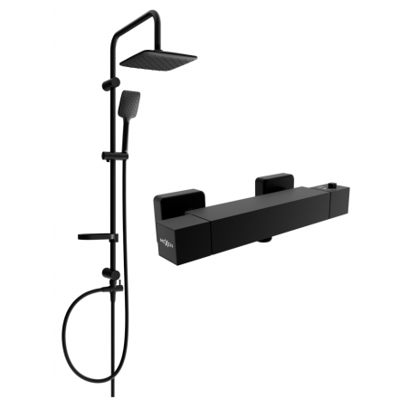 Mexen Cube Sven Aufputz-Duschset mit Regendusche und thermostatischer Duscharmatur, schwarz - 77200262-70