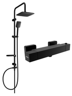 Mexen Sven Aufputz-Duschsystem mit Kopfbrause und thermostatischer Duscharmatur Cube, schwarz - 77200262-70