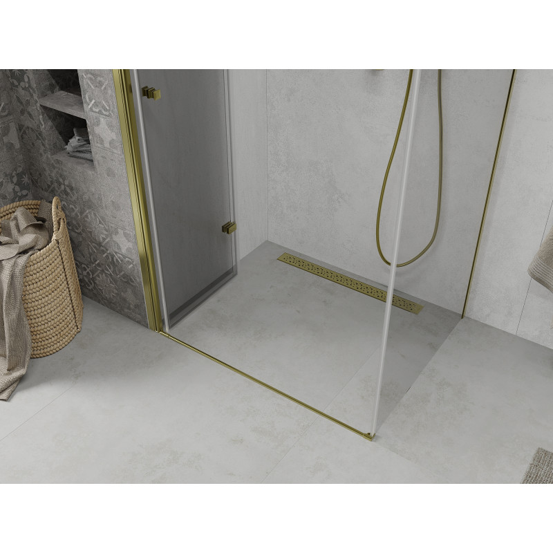 Mexen Lima faltbare Duschkabine 70 x 90 cm, transparent, gold - 856-070-090-50-00