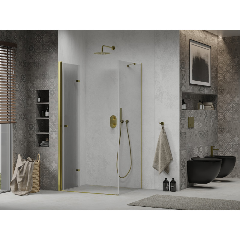 Mexen Lima faltbare Duschkabine 80 x 90 cm, transparent, gold - 856-080-090-50-00