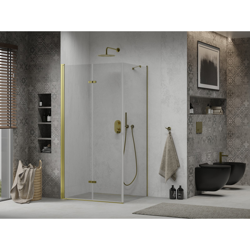 Mexen Lima faltbare Duschkabine 80 x 100 cm, transparent, gold - 856-080-100-50-00