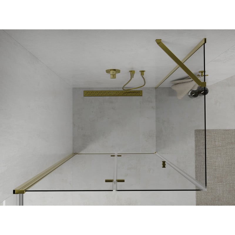 Mexen Lima faltbare Duschkabine 90 x 70 cm, transparent, Gold - 856-090-070-50-00
