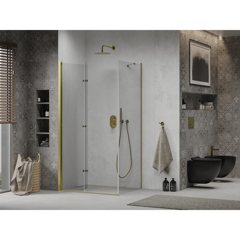 Mexen Lima faltbare Duschkabine 90 x 80 cm, transparent, gold - 856-090-080-50-00