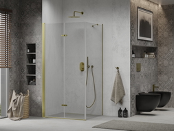 Mexen Lima faltbare Duschkabine 100 x 70 cm, transparent, gold - 856-100-070-50-00
