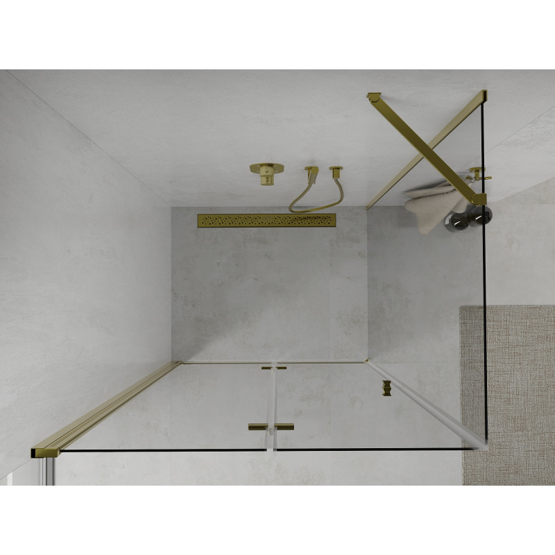 Mexen Lima faltbare Duschkabine 100 x 80 cm, transparent, gold - 856-100-080-50-00