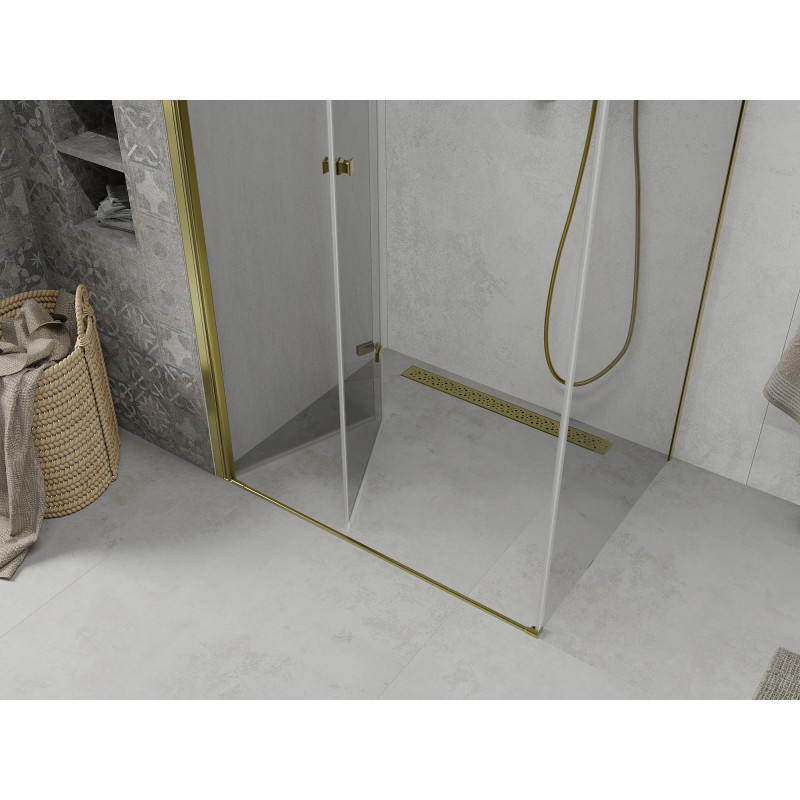 Mexen Lima faltbare Duschkabine 100 x 90 cm, transparent, gold - 856-100-090-50-00