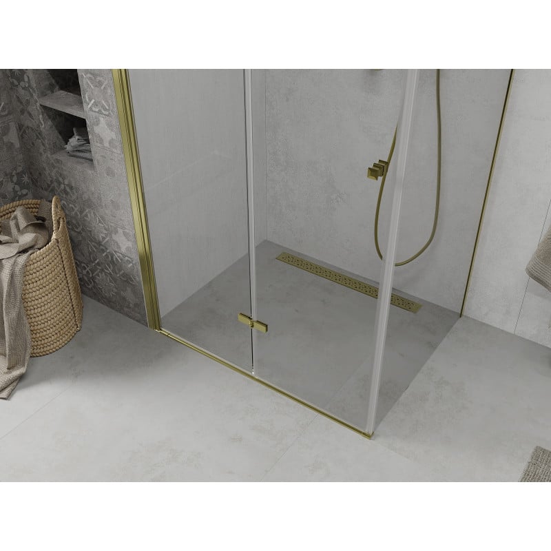 Mexen Lima faltbare Duschkabine 100 x 90 cm, transparent, gold - 856-100-090-50-00