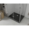 Mexen Lima faltbare Duschkabine 90 x 100 cm, transparent, Chrom + Duschwanne Flat, schwarz - 856-090-100-01-00-4070