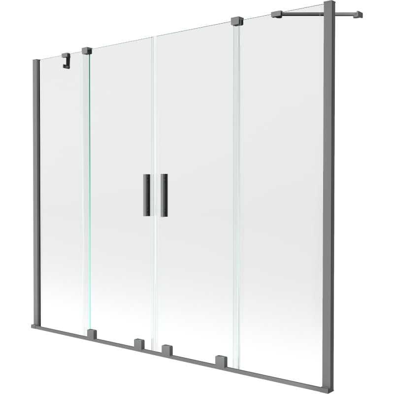 Mexen Velar Duo Wannenfaltwand 2-flügelig verschiebbar 190 x 150 cm, transparent, Gun Metal - 896-190-000-02-95