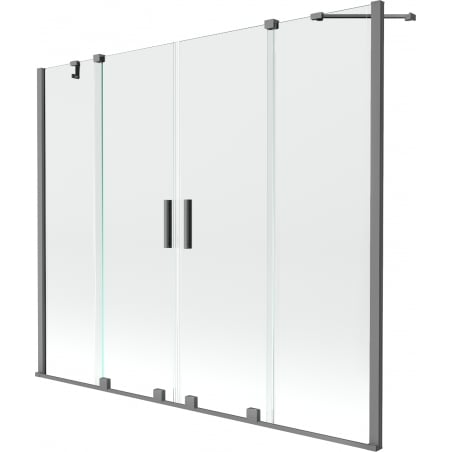 Mexen Velar Duo Wannenfaltwand 2-flügelig verschiebbar 190 x 150 cm, transparent, Gun Metal - 896-190-000-02-95