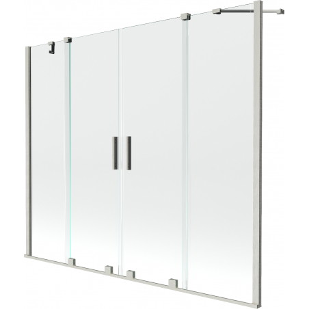 Mexen Velar Duo-Duschwand 2-teilig schiebbar 190 x 150 cm, transparent, gebürsteter Nickel - 896-190-000-02-97