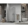 Mexen Lima faltbare Duschkabine 90 x 90 cm, transparent, Chrom + Duschwanne Flat, schwarz - 856-090-090-01-00-4070