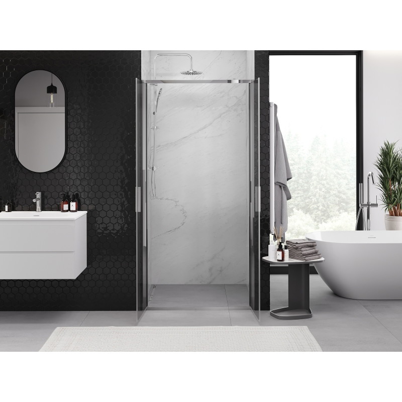 Mexen Exo-B Duo Doppelt drehbare Duschabtrennung 80 cm, transparent, Chrom - 814-080-000-01-00