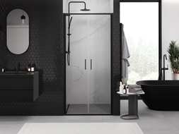 Mexen Exo-B Duo doppelflügelige Duschabtrennung 100 cm, transparent, schwarz - 814-100-000-70-00