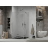 Mexen Lima faltbare Duschkabine 100 x 90 cm, transparent, Chrom + Duschwanne Flat, schwarz - 856-100-090-01-00-4070