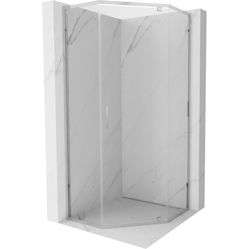 Mexen Exo Fünfeck-Duschkabine ausziehbar 100 x 100 cm, transparent, chrom - 812-100-100-01-00